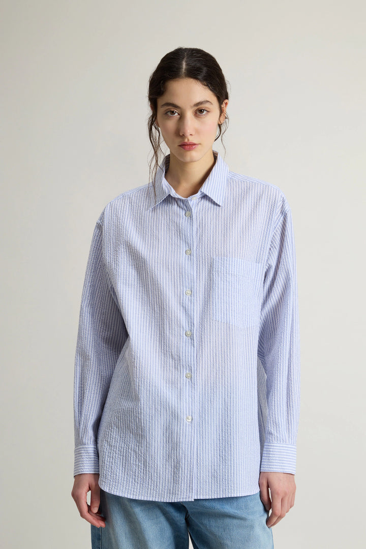 Woolrich Blouse Blue-Buitenste: 99% Katoen, 1% Elastane-DAMES TOPS & BLOUSES-Blauw
