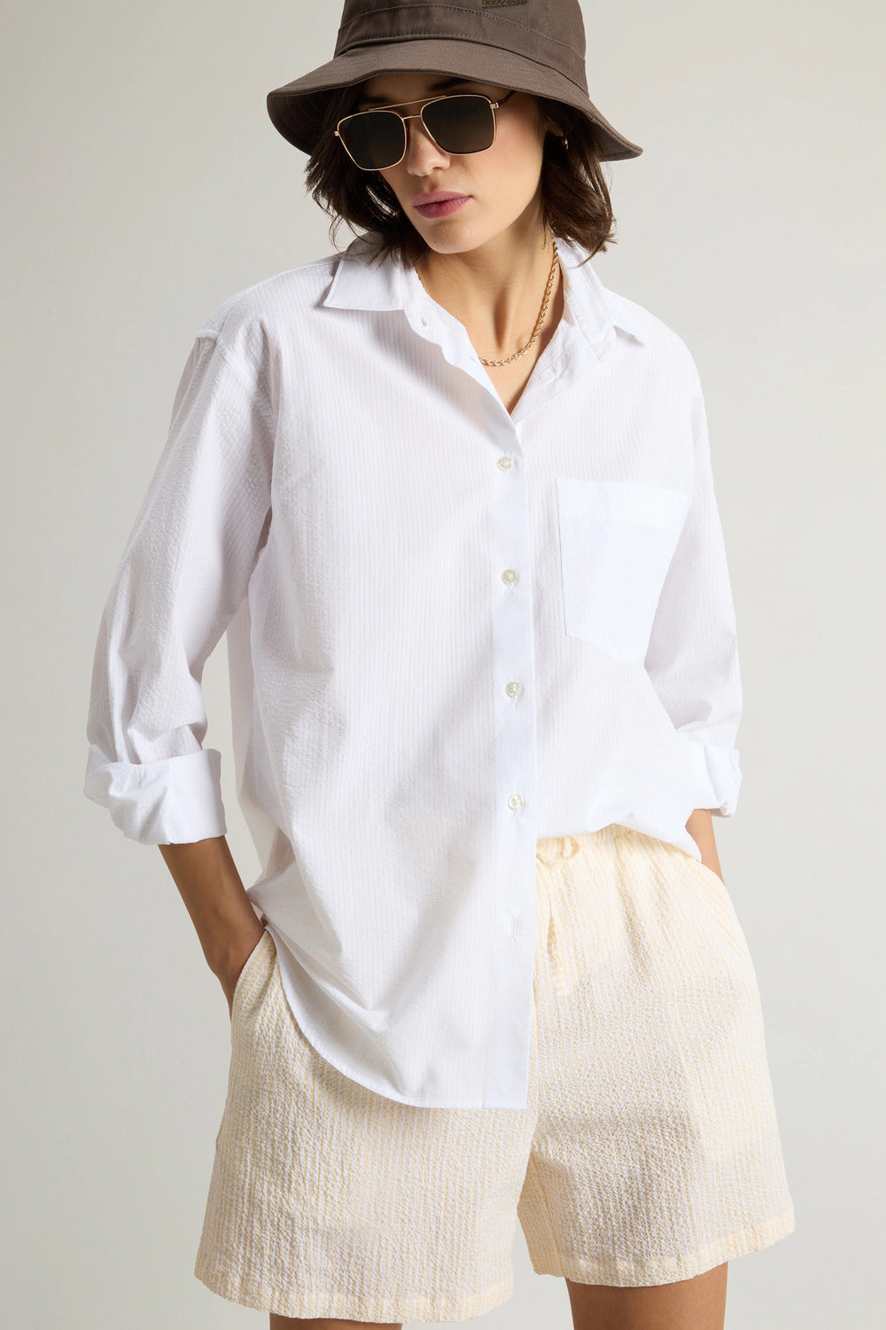Woolrich Blouse White-Buitenste: 99% Katoen, 1% Elastane-DAMES TOPS & BLOUSES-Wit