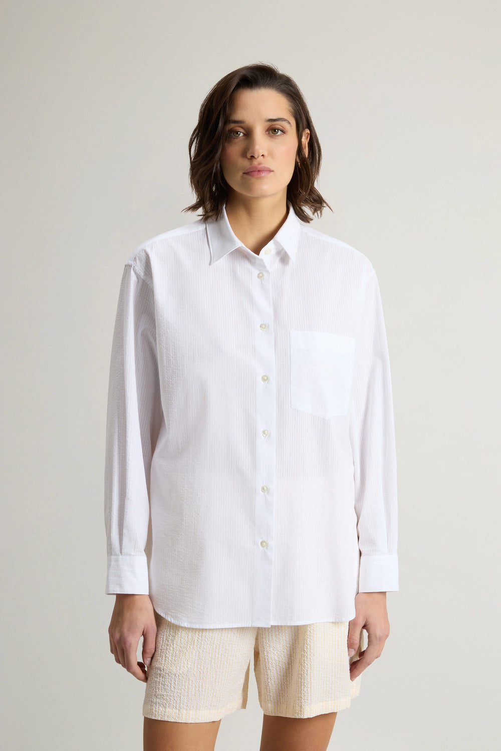 Woolrich Blouse White-Buitenste: 99% Katoen, 1% Elastane-DAMES TOPS & BLOUSES-Wit