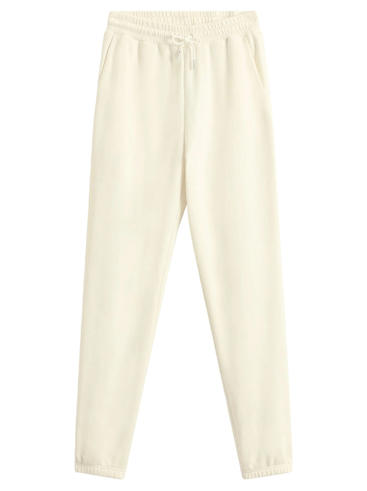 Woolrich broek van sweatstof van puur katoen-100% Katoen-DAMES BROEKEN-Room