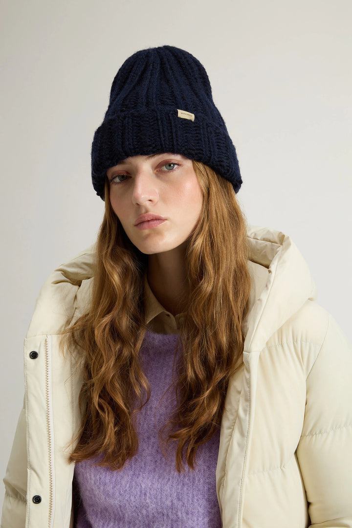 Woolrich Chunky Beanie – Blauw-50% wool, 40% acrylic, 10% alpaca-DAMES ACCESSOIRES-Blauw