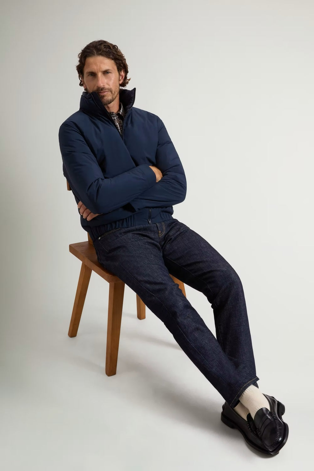 Woolrich Cloud Lewis Bomber – Blauw-100% polyester<br />Voering: 100% polyamide-HEREN JASSEN & JACKS-Blauw