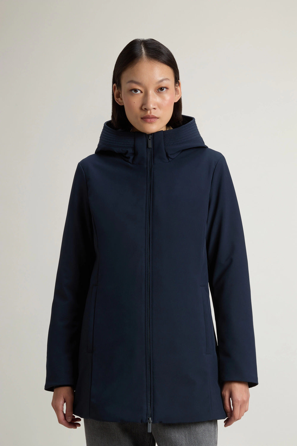 Woolrich Firth Parka Tech Softshell – Blauw-94% polyester, 65 elastaan-DAMES JASSEN & JACKS-Blauw