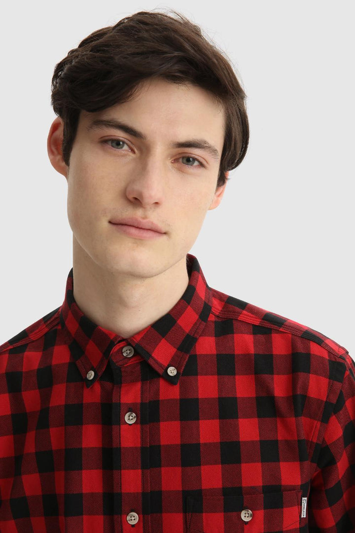 Woolrich flannel shirt-100% katoen-HEREN SHIRTS-Rood