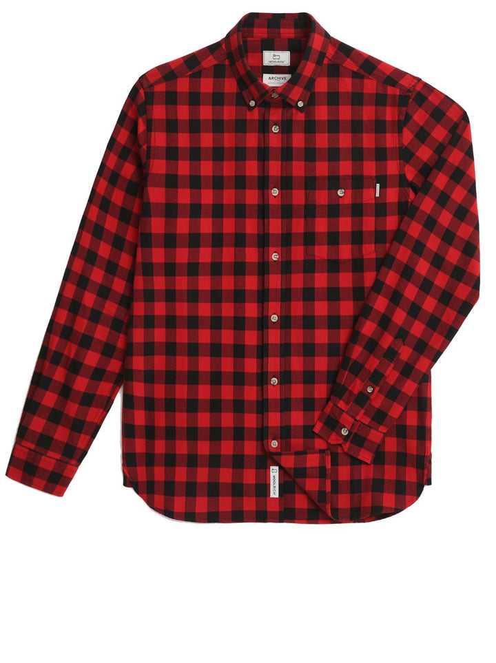 Woolrich flannel shirt-100% katoen-HEREN SHIRTS-Rood