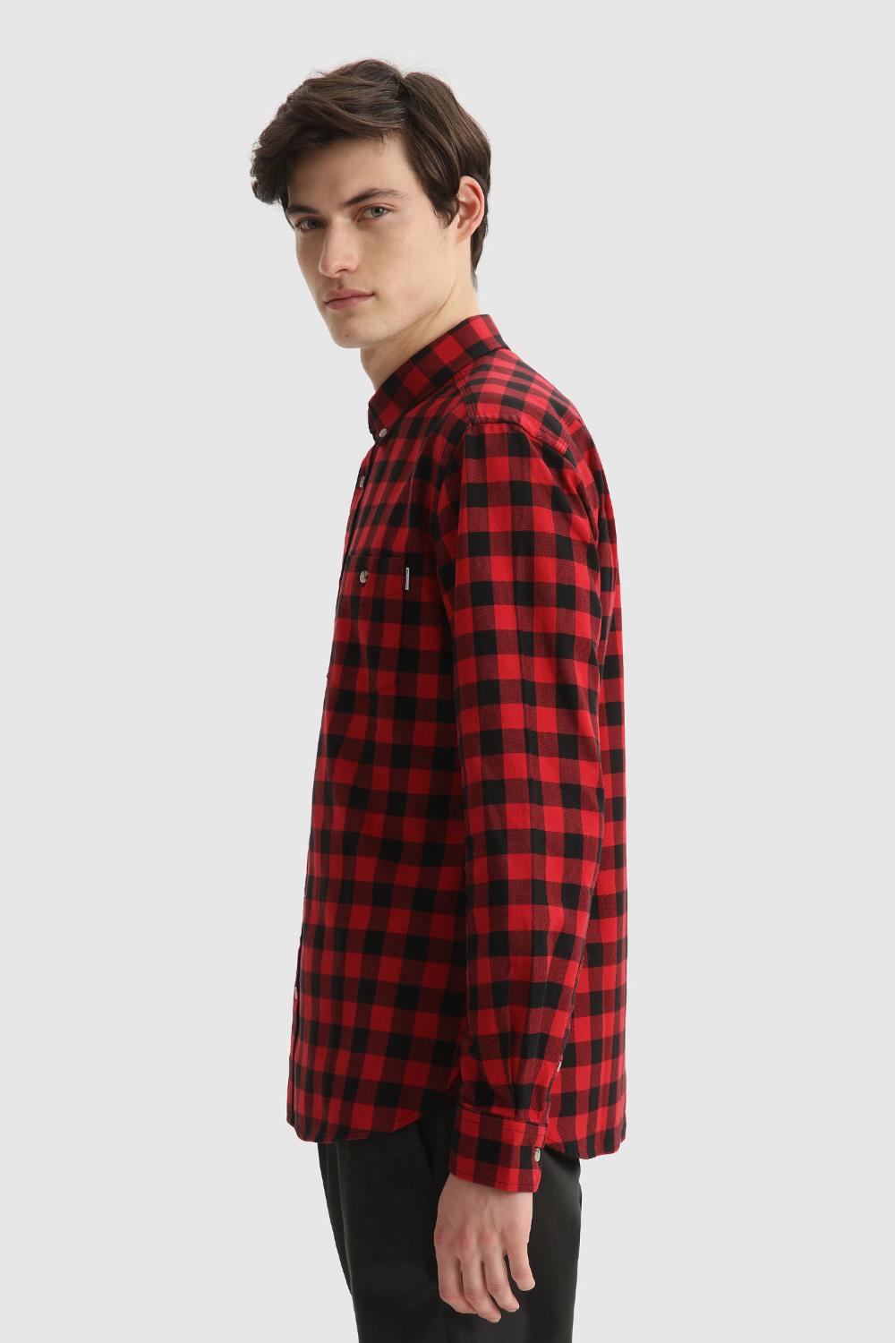 Woolrich flannel shirt-100% katoen-HEREN SHIRTS-Rood