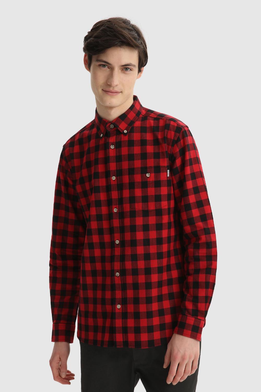 Woolrich flannel shirt-100% katoen-HEREN SHIRTS-Rood