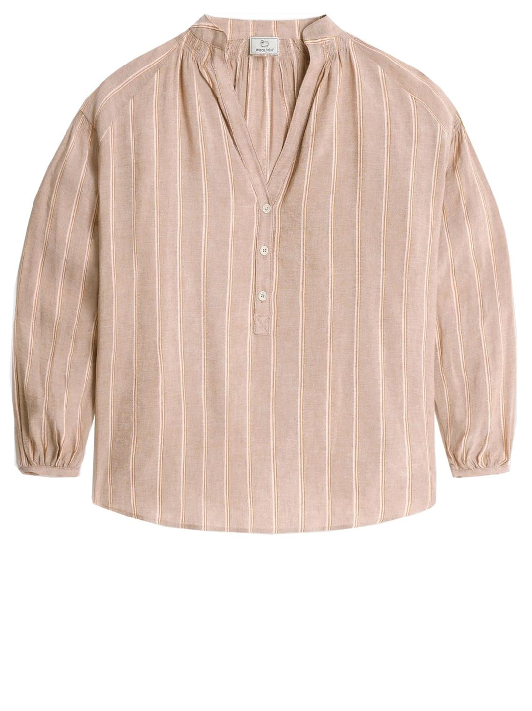 Woolrich FLUID STRIPE blouse-Buitenste stof: 56% Linnen, 39% Viscose, 5% Acetate-DAMES TOPS & BLOUSES-Beige