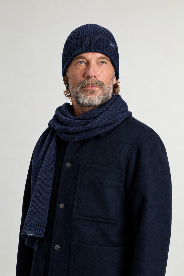 Woolrich Giftset Muts en Sjaal – Blauw-80% wol, 20% polyamide-HEREN ACCESSOIRES-Blauw