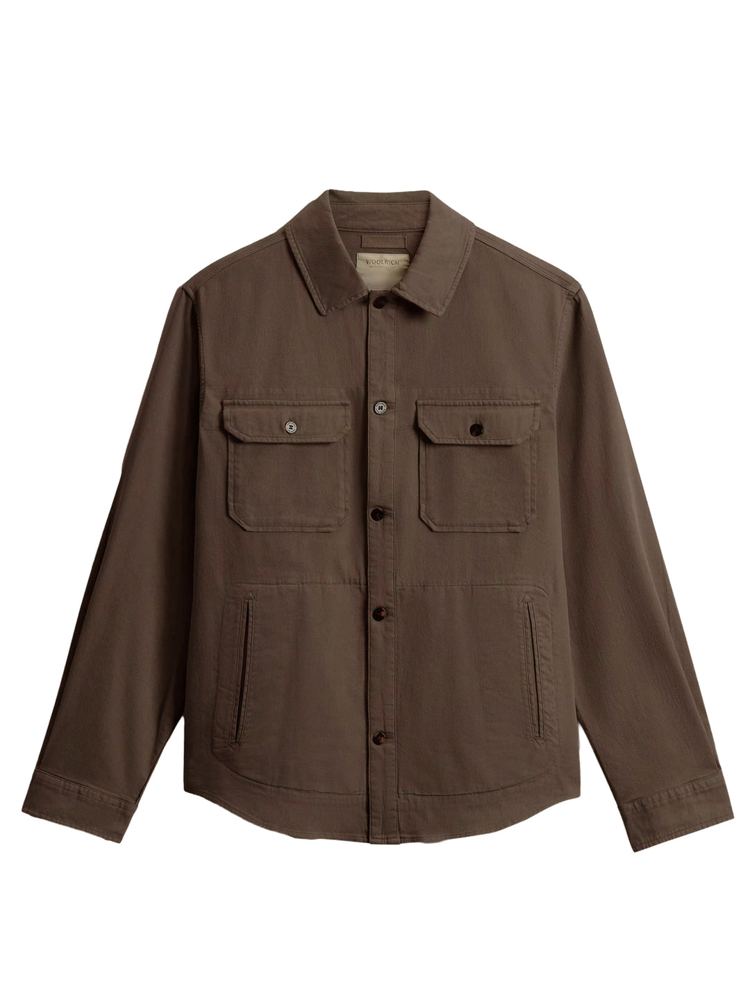 Woolrich Katoen-linnen Safari Overshirt – Bruin-68% katoen,30% linnen, 2% elastaan-HEREN SHIRTS-Bruin