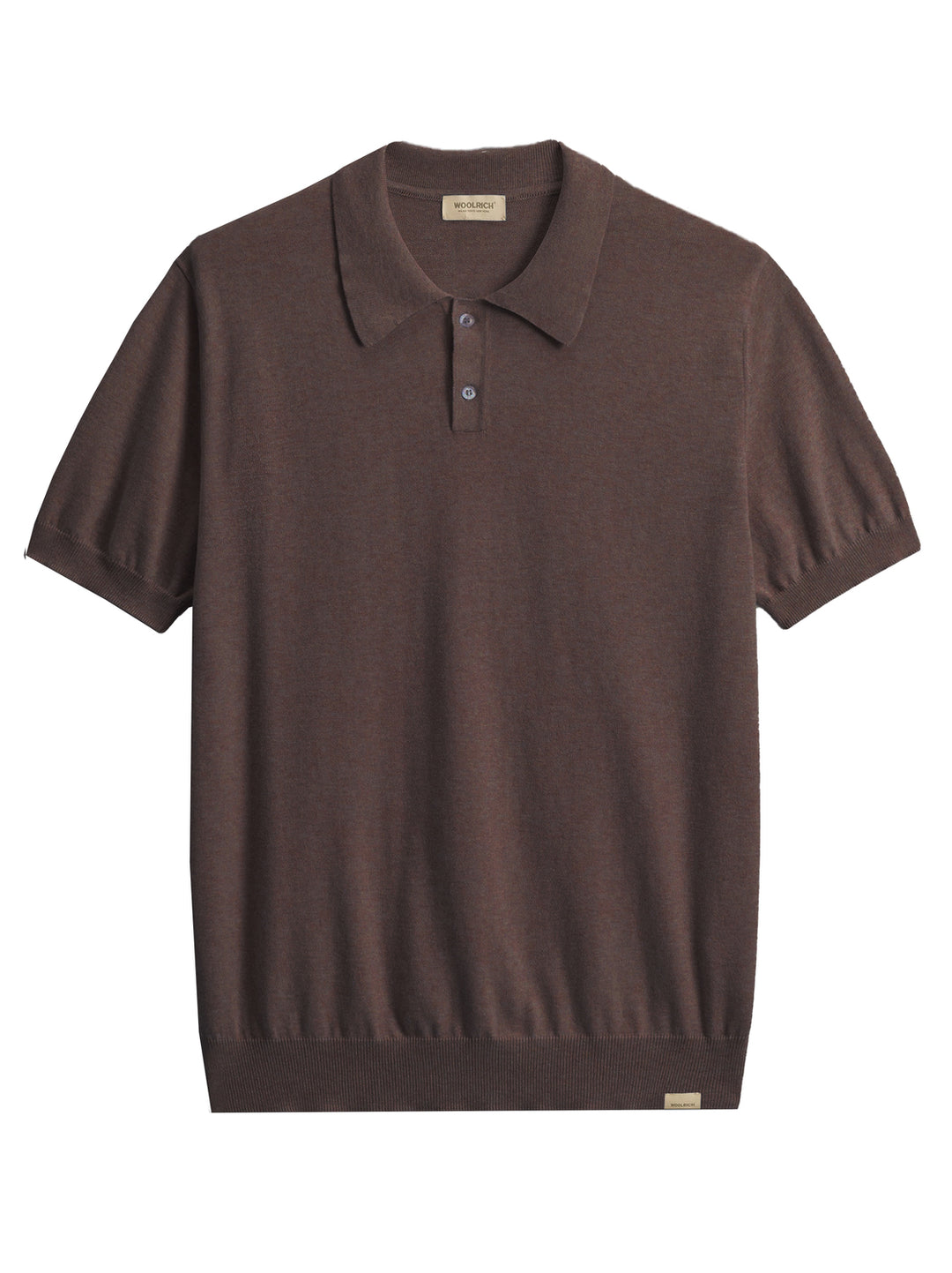 Woolrich Katoenen Gebreide Polo – Bruin-100% katoen-HEREN POLO'S & T-SHIRTS-Bruin