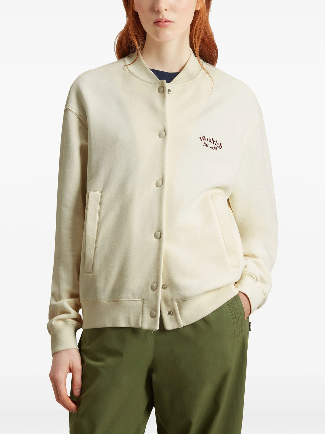 Woolrich KKatoenen College Sweatvest met Knopen-100% Katoen-DAMES TRUIEN & VESTEN-Room