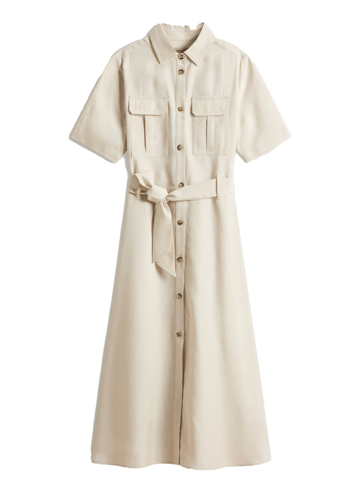 Woolrich lange jurk van Tencel-Buitenste: 100% Lyocell-DAMES JURKEN-Beige