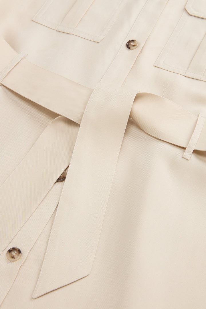 Woolrich lange jurk van Tencel-Buitenste: 100% Lyocell-DAMES JURKEN-Beige