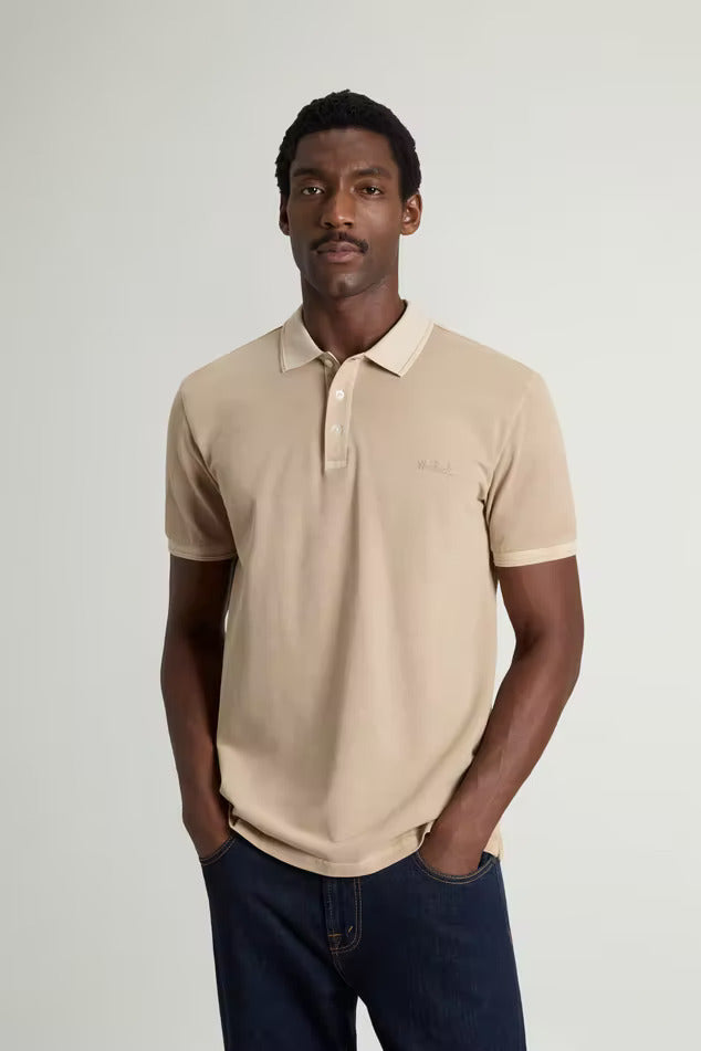 Woolrich Mackinack Polo – Beige-95% katoen, 5% elastaan-HEREN POLO'S & T-SHIRTS-Beige