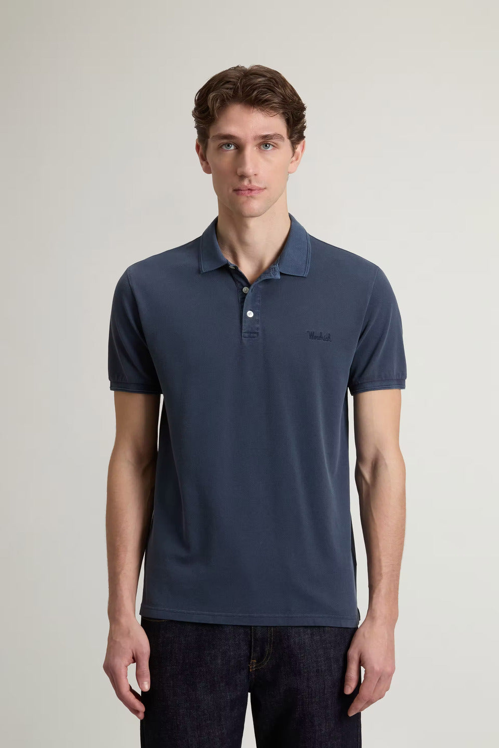 Woolrich Mackinack Polo – Blauw-95% katoen, 5% elastaan-HEREN POLO'S & T-SHIRTS-Blauw