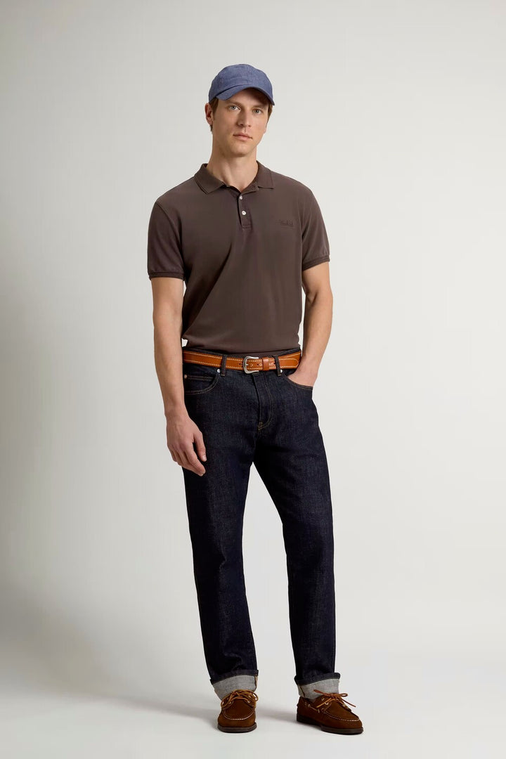 Woolrich Mackinack polo – Bruin-95% katoen, 5% elastaan-HEREN POLO'S & T-SHIRTS-Bruin
