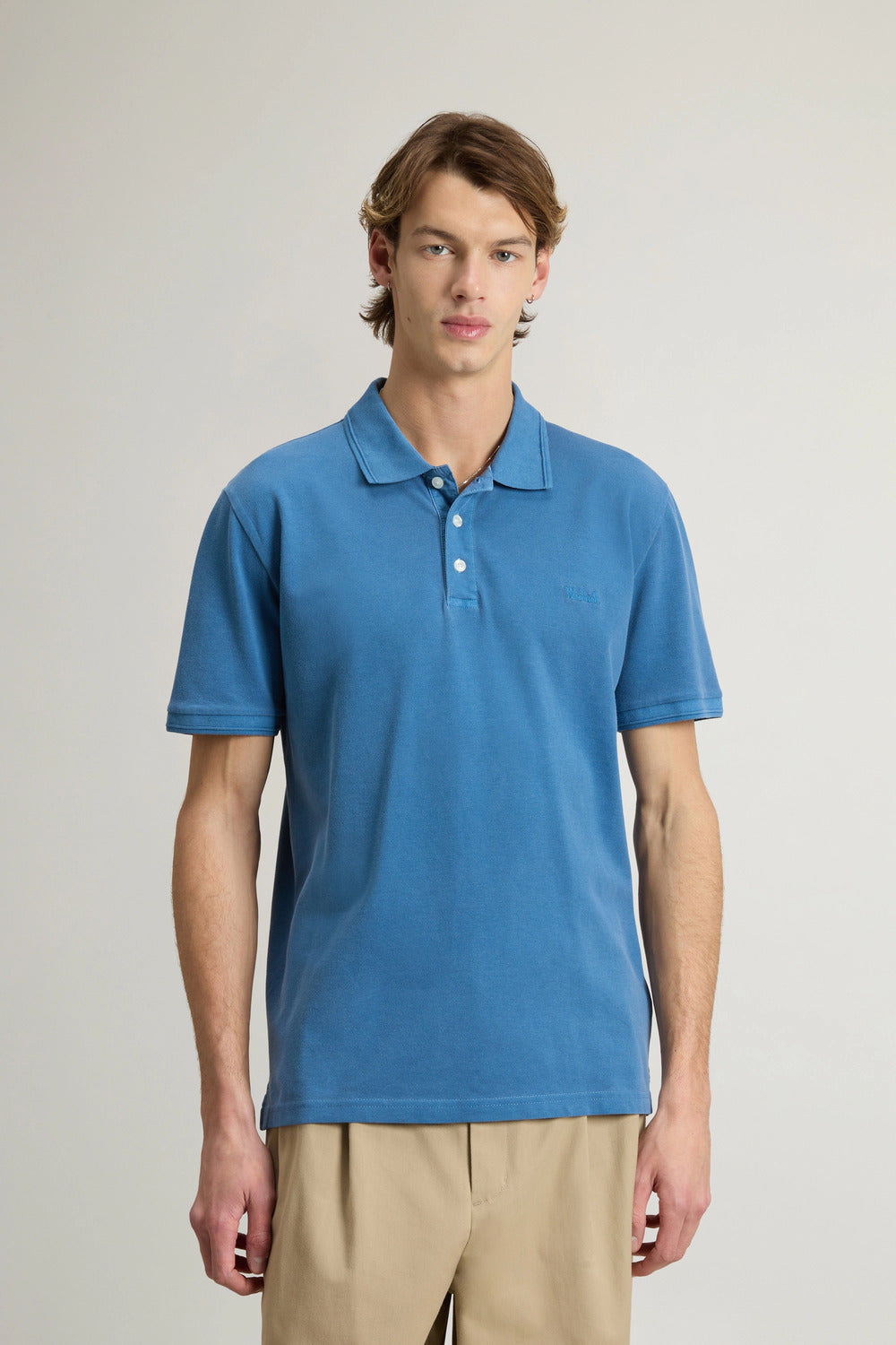 Woolrich mackinack poloshirt-Buitenste: 95% Katoen, 5% Elastane / 100% Katoen-HEREN POLO'S & T-SHIRTS-Blauw