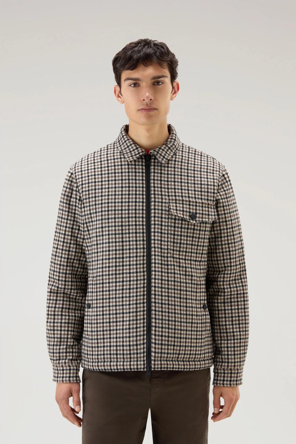 Woolrich overshirt met voering-60% wol, 35% polyester, 5% polyamide-HEREN SHIRTS-Bruin