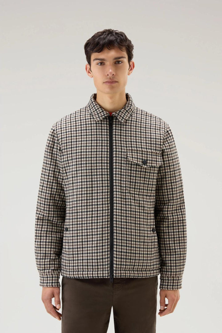 Woolrich overshirt met voering-60% wol, 35% polyester, 5% polyamide-HEREN SHIRTS-Bruin