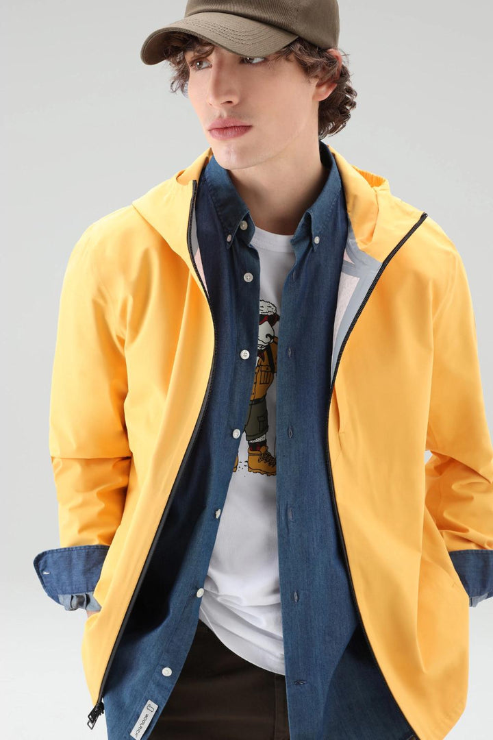 Woolrich PACIFIC capuchonjack – Geel-100% polyester-HEREN JASSEN & JACKS-Geel
