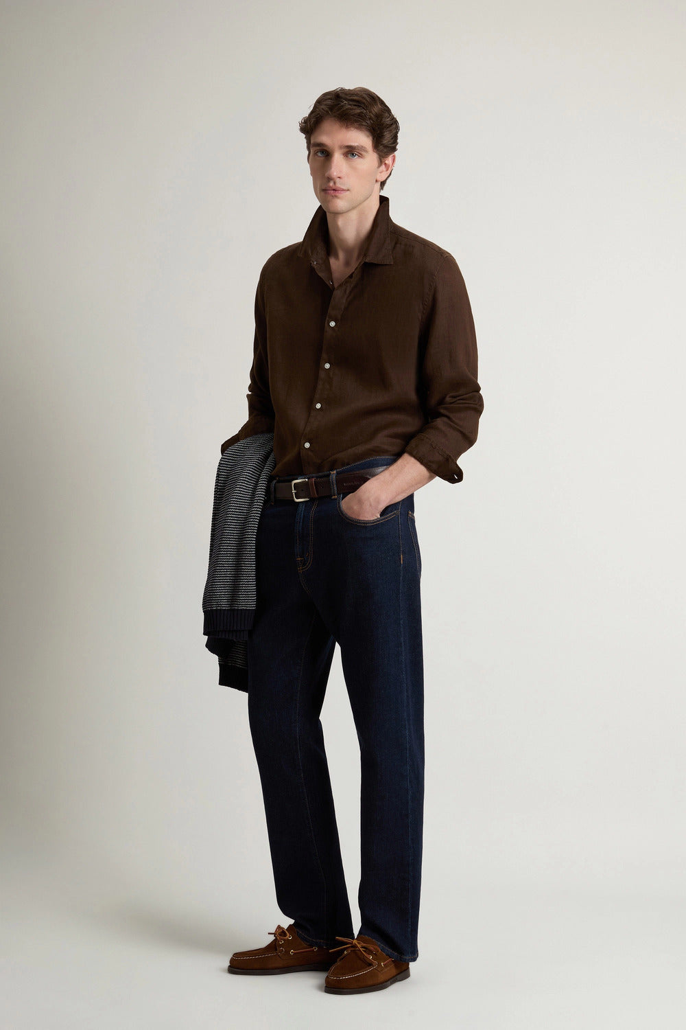 Woolrich Puur Linnen overhemd – Bruin-100% linnen-HEREN SHIRTS-Bruin