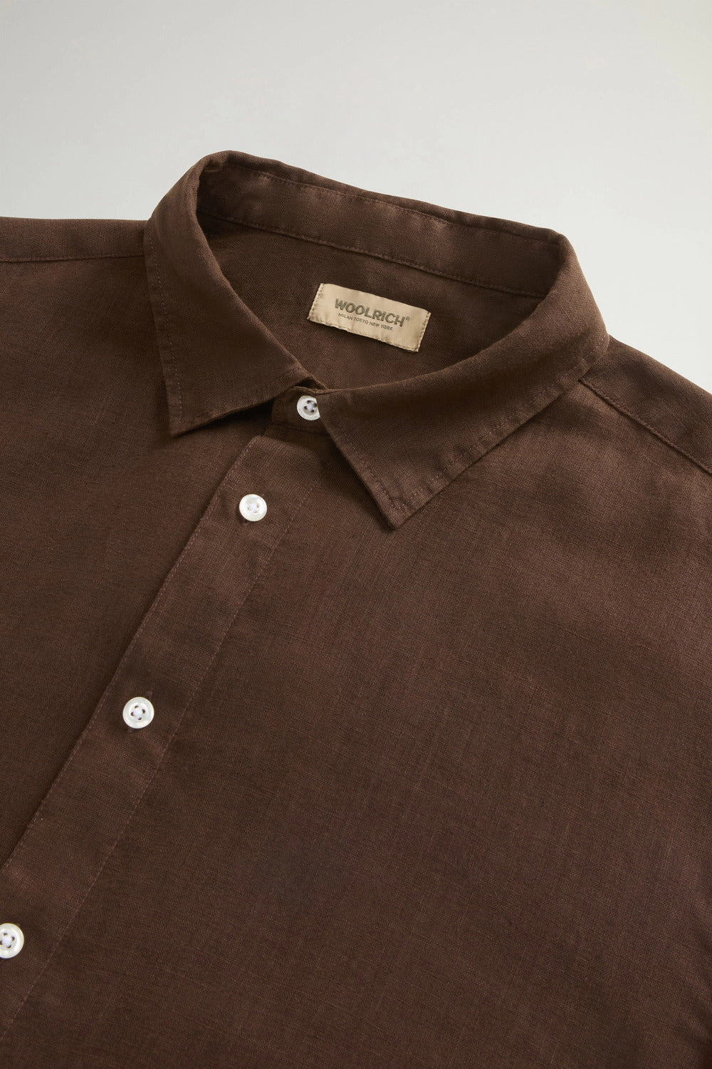Woolrich Puur Linnen overhemd – Bruin-100% linnen-HEREN SHIRTS-Bruin