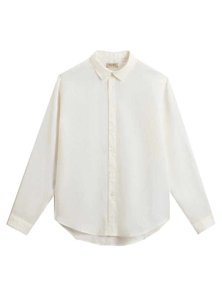 Woolrich Puur Linnen overhemd – Wit-100% linnen-HEREN SHIRTS-Wit