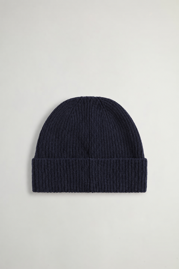 Woolrich Ribgebreide Muts – Blauw-80% wol, 20% polyamide-HEREN ACCESSOIRES-Blauw