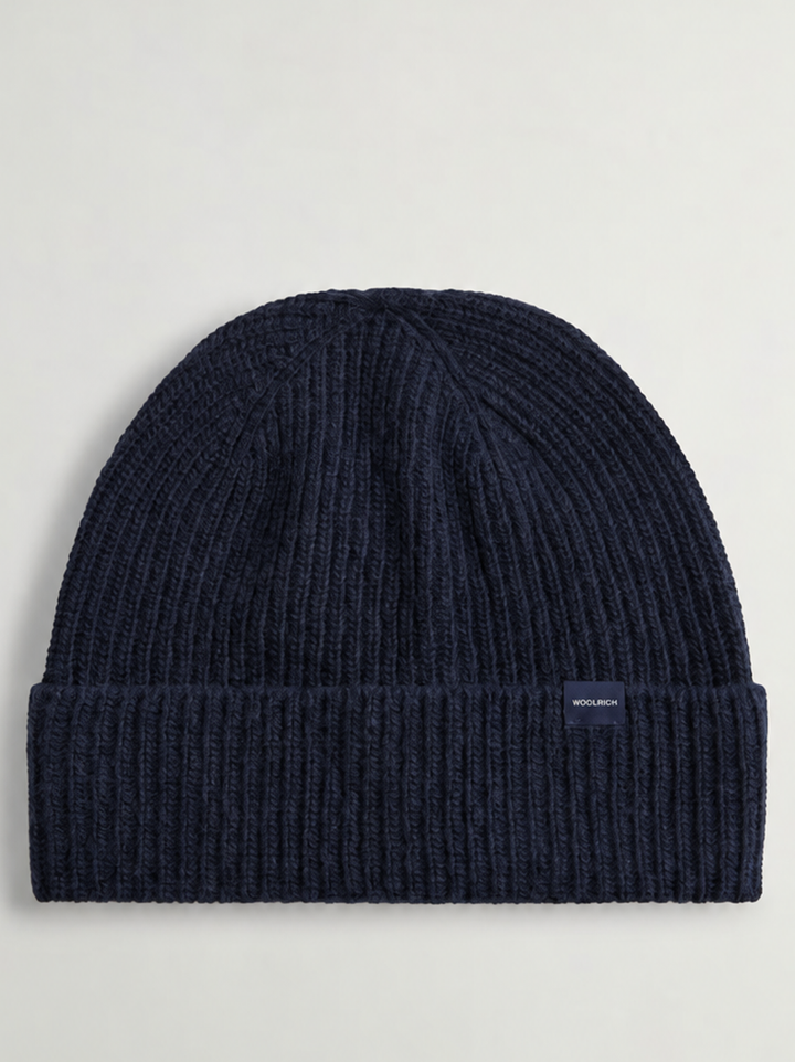 Woolrich Ribgebreide Muts – Blauw-80% wol, 20% polyamide-HEREN ACCESSOIRES-Blauw