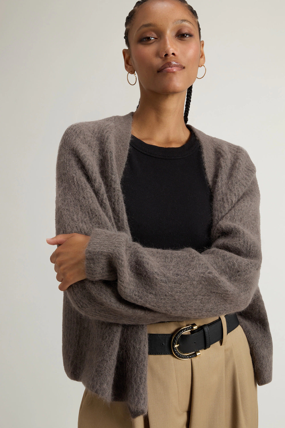 Woolrich Soft Alpaca Vest – Taupe-52% alpaca, 32% polyamide, 13% wool, 3% elasthaan-DAMES TRUIEN & VESTEN-Bruin