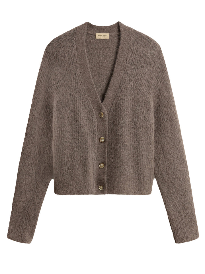 Woolrich Soft Alpaca Vest – Taupe-52% alpaca, 32% polyamide, 13% wool, 3% elasthaan-DAMES TRUIEN & VESTEN-Bruin