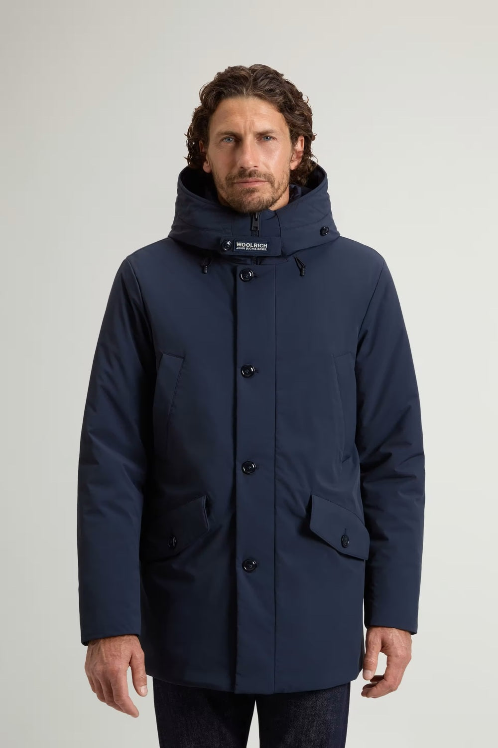 Woolrich Stretch Parka – Blauw-84% polyamide, 16% elastaan<br />Voering: 100% polyamide<br />Vulling: 100% polyester / 90