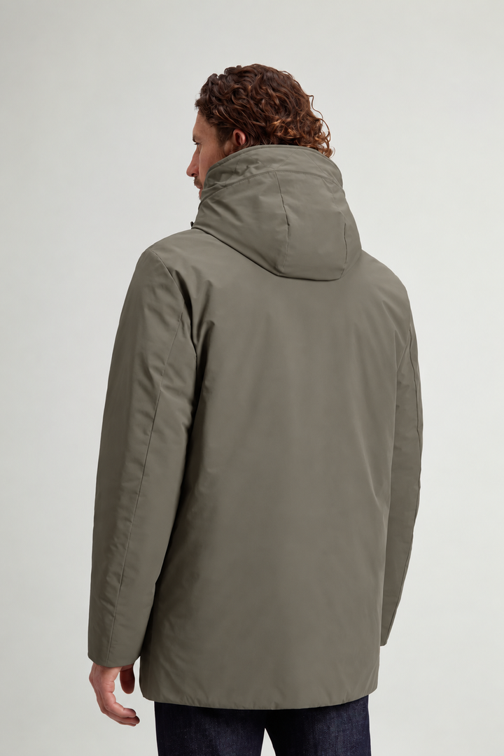 Woolrich Stretch Parka – Bruin-84% polyamide, 16% elastaan<br />Voering: 100% polyamide<br />Vulling: 100% polyester / 90