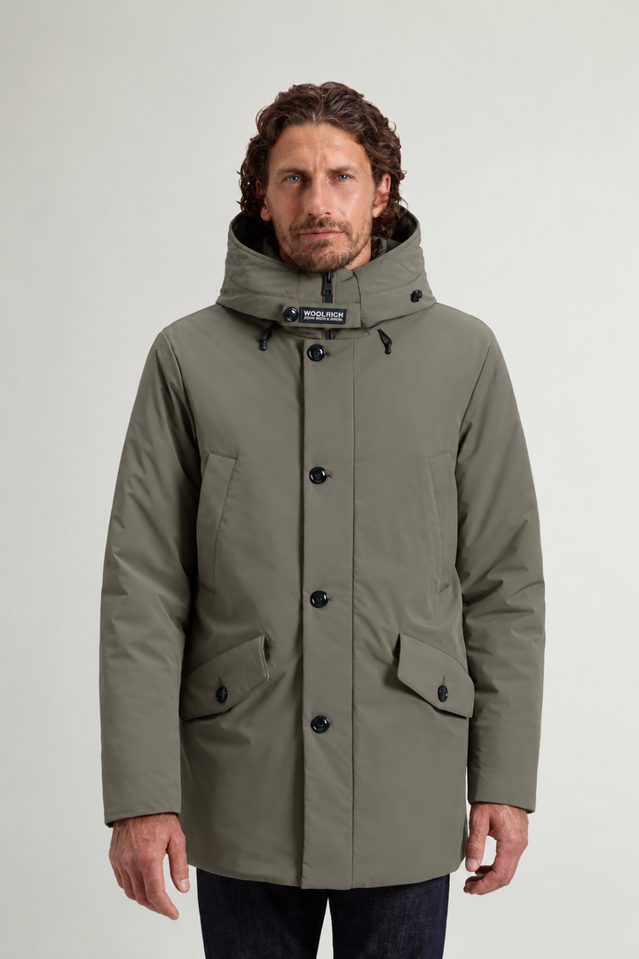 Woolrich Stretch Parka – Bruin-84% polyamide, 16% elastaan<br />Voering: 100% polyamide<br />Vulling: 100% polyester / 90