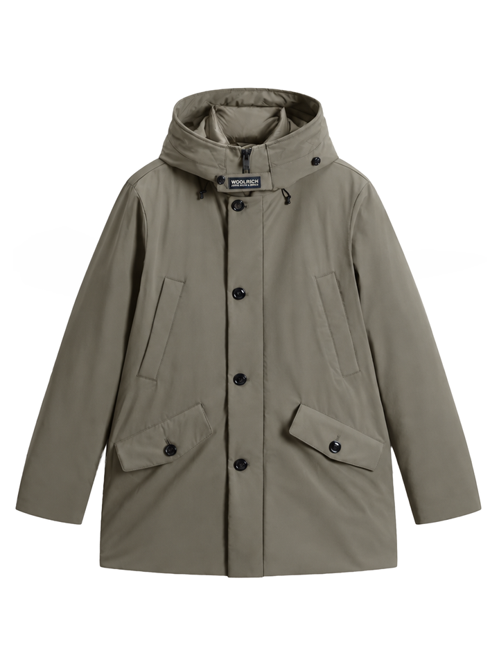 Woolrich Stretch Parka – Bruin-84% polyamide, 16% elastaan<br />Voering: 100% polyamide<br />Vulling: 100% polyester / 90
