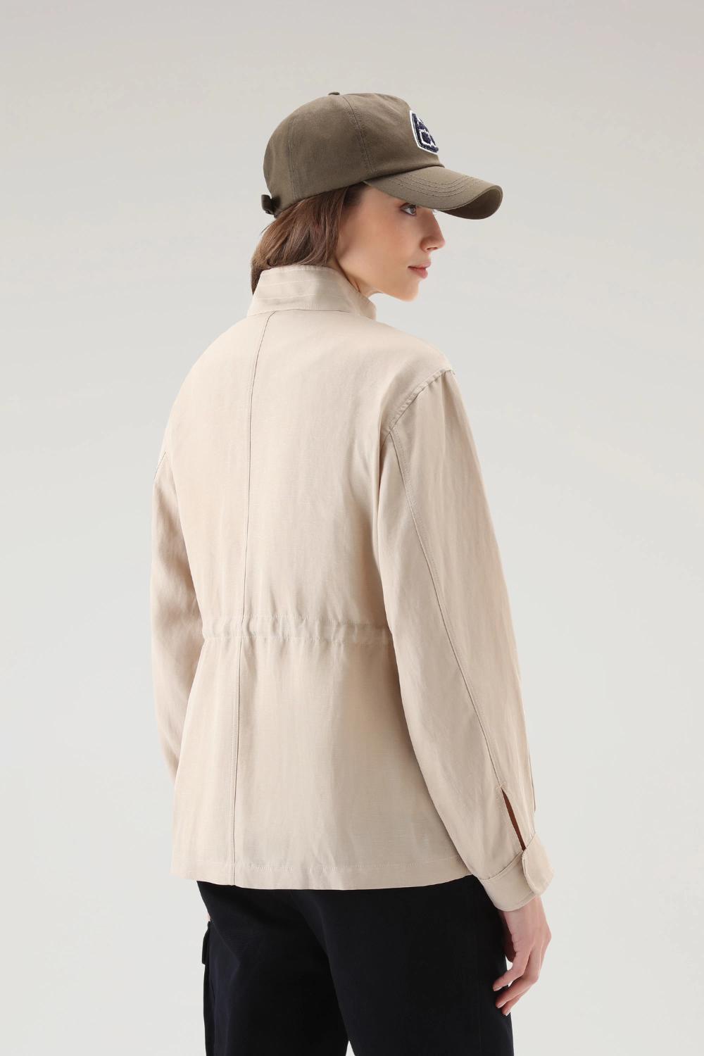 Woolrich UTILITY overshirt-74% viskose, 26% linnen-DAMES TRUIEN & VESTEN-Beige