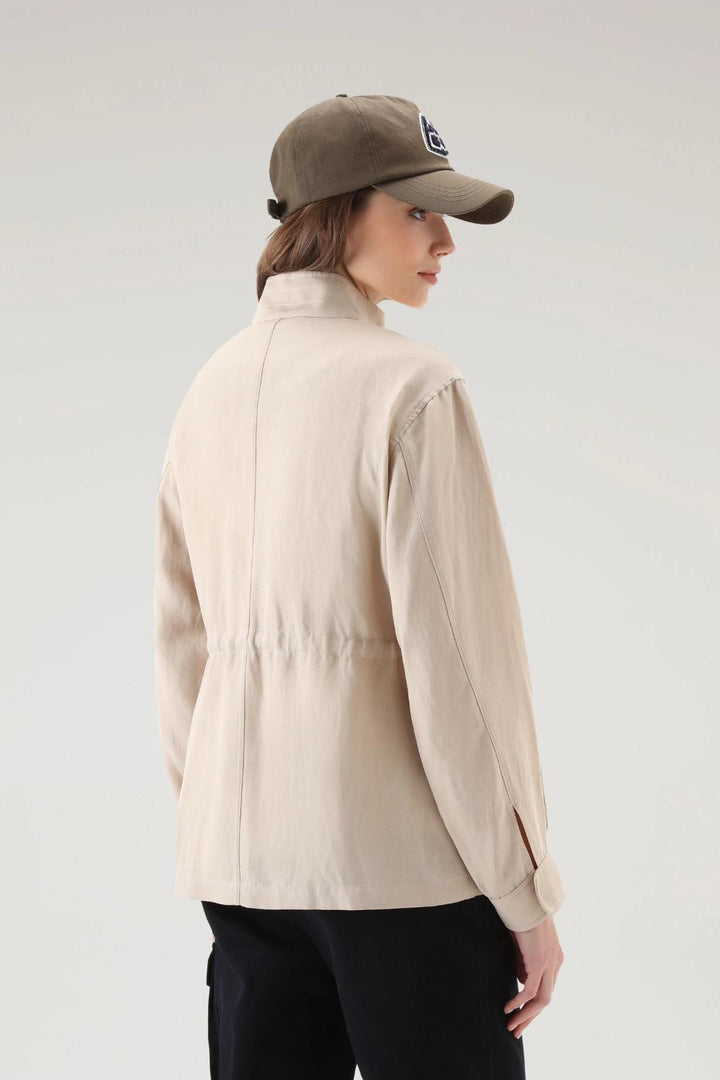 Woolrich UTILITY overshirt-74% viskose, 26% linnen-DAMES TRUIEN & VESTEN-Beige