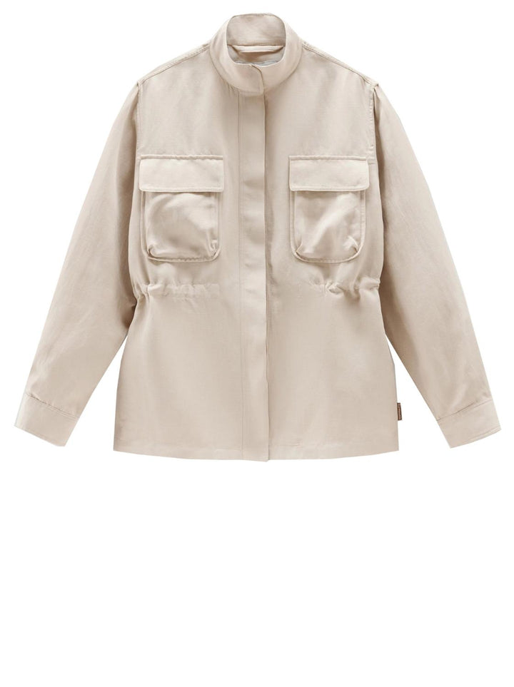 Woolrich UTILITY overshirt-74% viskose, 26% linnen-DAMES TRUIEN & VESTEN-Beige