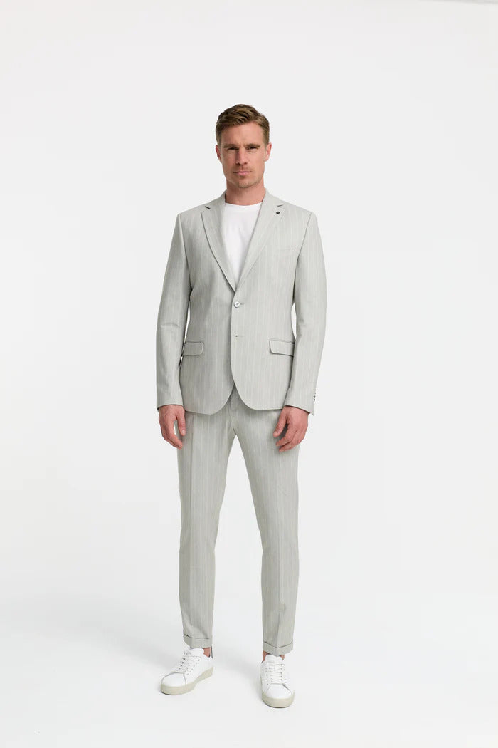 ZUITABLE jerseypak-65% Polyester<br />30% Katoen<br />5% Elastaan-HEREN PAKKEN & COLBERTS-Grijs