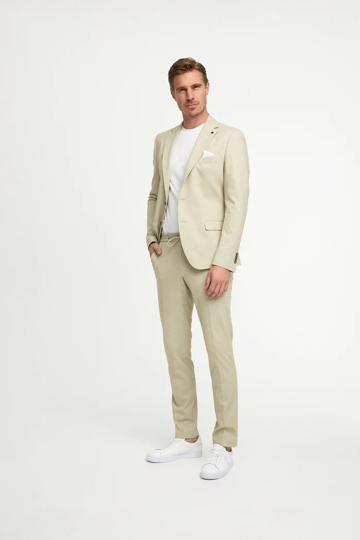 ZUITABLE jerseypak DiNick-65% polyamide, 30% katoen, 5% elasthaan-HEREN PAKKEN & COLBERTS-Beige