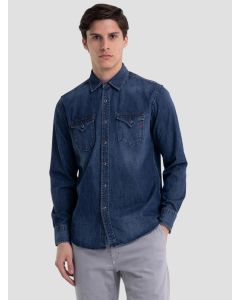 Replay aged eco denim shirt