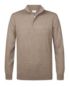 Profuomo bruine wol mix half zip