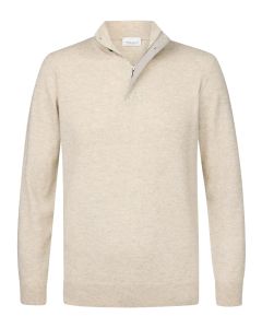 Profuomo beige wol mix half zip