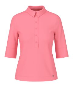 Marc Cain Polo shirt van katoenrib in uni